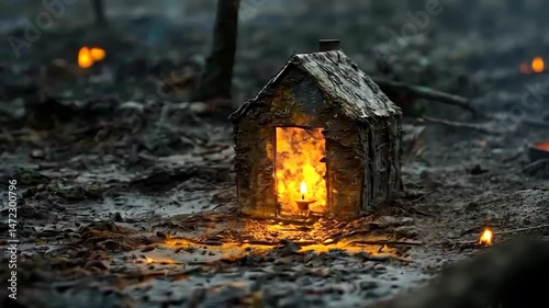 Burning House in Dark Forest: A Symbol of Loss and Hope