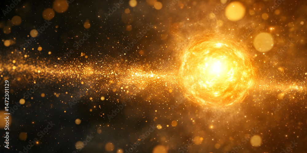 Obraz premium Glowing Stellar Object in Cosmic Space with Glittering Particles