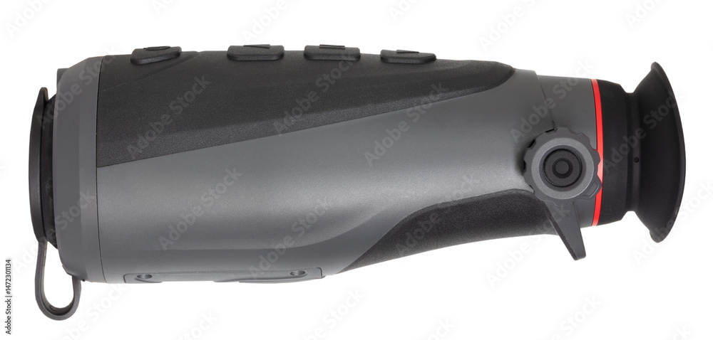 Focus dial side of a thermal night vision monocular