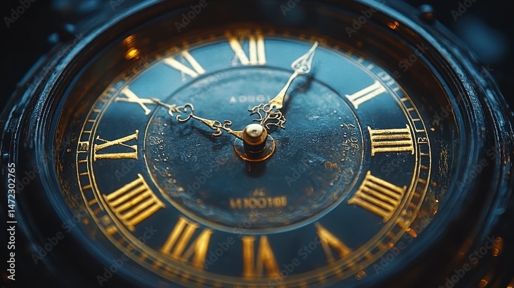 Intricate watch face with Roman numerals shows elegant details Intricate watch face with Roman numerals shows elegant details