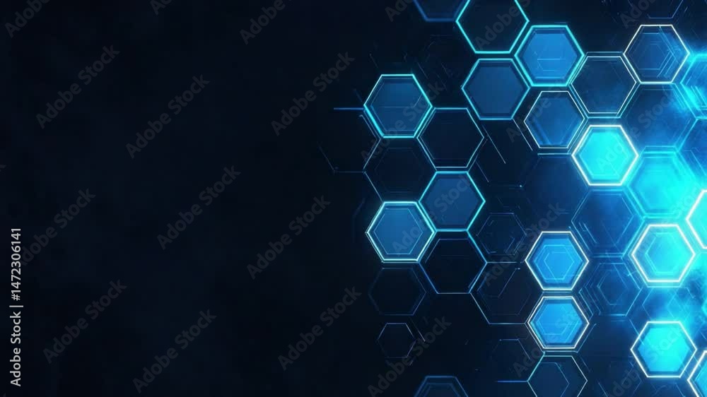 Abstract blue hexagonal pattern background with glowing light effects and modern digital elements for technology themes 4k video footage