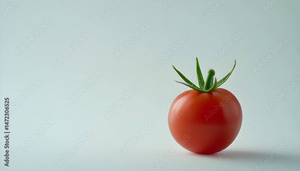One red ripe tomato isolated on white