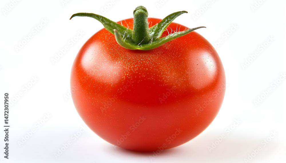 One red ripe tomato isolated on white