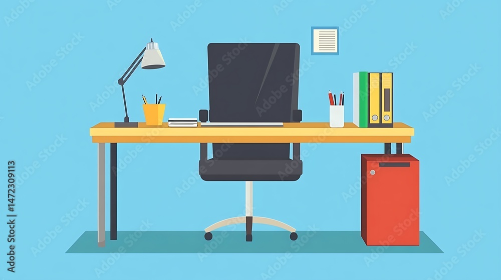 Modern Office Desk Workspace Setup. Modern Office Desk Workspace Setup.