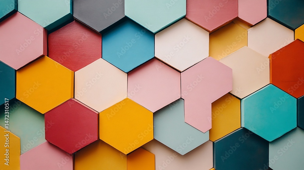 Colorful hexagonal pattern wall. Colorful hexagonal pattern wall.