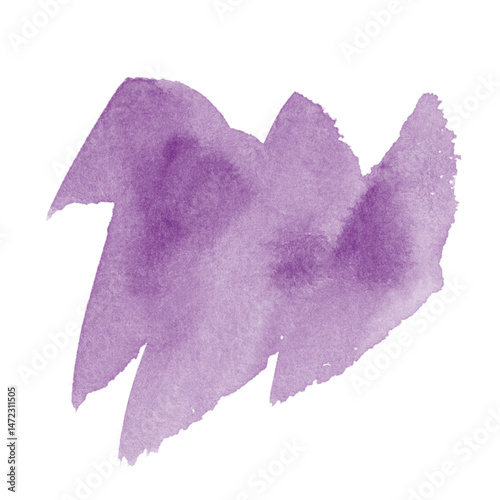 Abstract watercolor stroke of light purple color, hand drawn textured watercolor stain. Painted backdrop with brush stroke. For prints, logos, banners, icons, greeting cards, postcards, backgrounds.