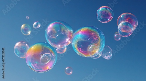 Wallpaper Mural Floating Soap Bubbles Reflecting Rainbow Colors in the Sky Torontodigital.ca