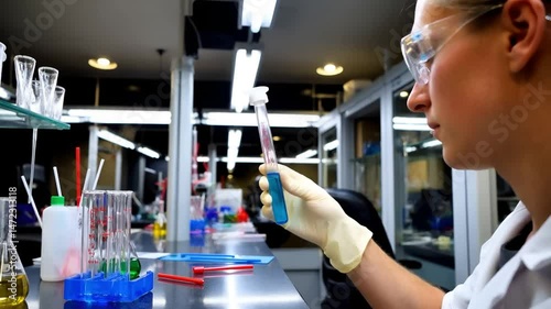 Hand Holding Test Tube In Modern Laboratory Environment