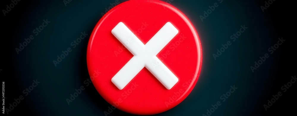 Obraz premium Bold red cross symbol signifying rejection graphic design digital artwork minimalist environment close-up view