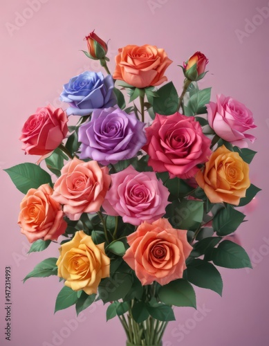 Wallpaper Mural Multi-sized paper roses, colorful gradient, stunning floral arrangement,  close up,  bright Torontodigital.ca