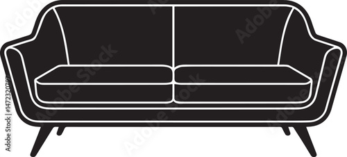 Luxury Sofa Silhouette Vector | Black Vector Art Illustration for Living Space and Comfort Concepts