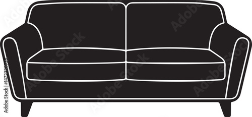 Luxury Sofa Silhouette Vector | Black Vector Art Illustration for Living Space and Comfort Concepts