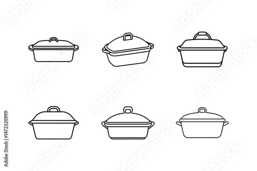 casserole dish line art vector illustration