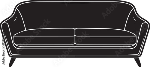 Luxury Sofa Silhouette Vector | Black Vector Art Illustration for Living Space and Comfort Concepts