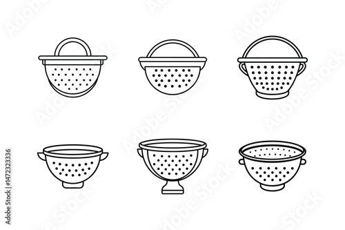 colander icon line art vector illustration