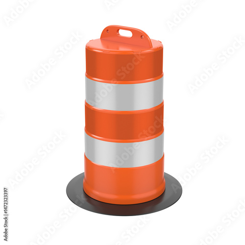 Traffic Barrel isolated on transparent background	