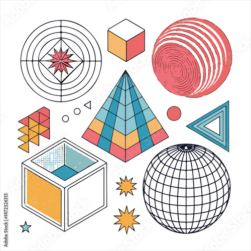 vector graphic assets kit acid style postmodern 