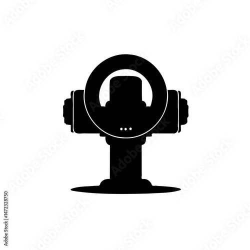 Minimalist phone holder icon with round light illuminating modern technology
