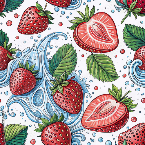seamless pattern with strawberries