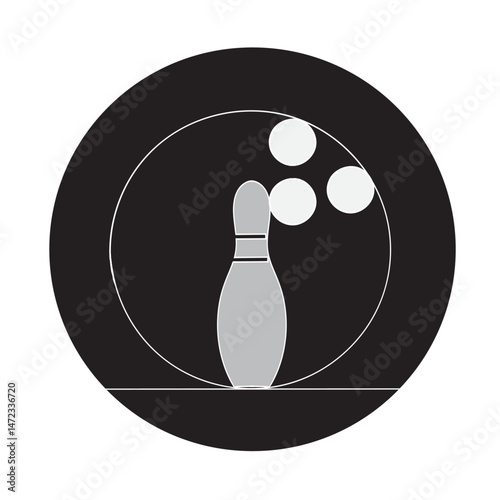 Bowling icon vector. bowling ball and pin sign and symbol silhouette continuous line