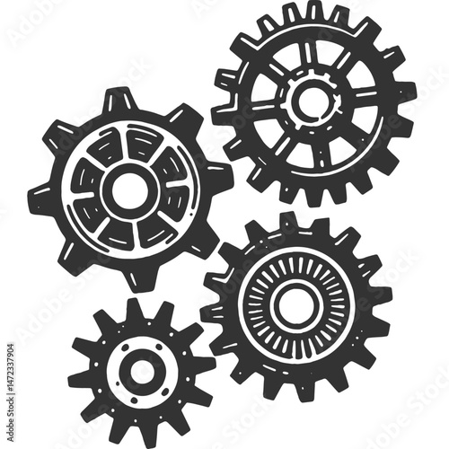 In the Gears and Details of the Mind Vintage Illustration Vector