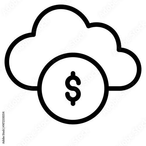 cloud cost icon in vector illustration