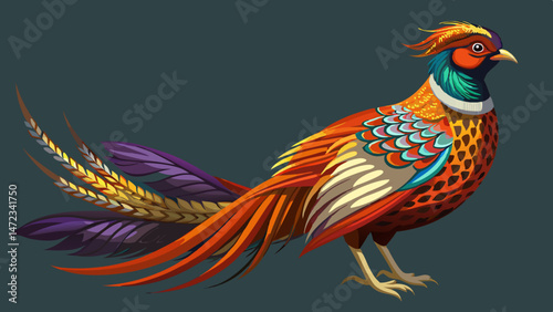 Wallpaper Mural Vibrant Artistic Illustration of a Golden Pheasant Bird Torontodigital.ca