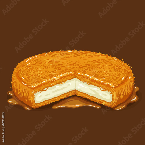 Serving of a Middle Eastern Sweet Pastry with Creamy Filling