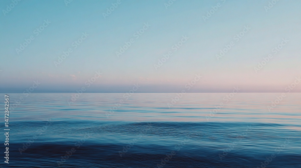 Obraz premium Tranquil Seascape with Calm Horizon and Pale Sky at Dusk