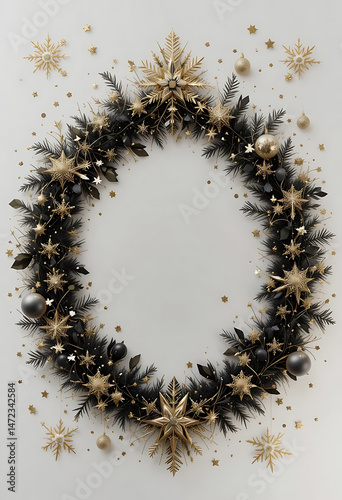 Gold round frame And Black Holiday Background