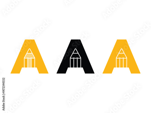 creative initial letter A pencil symbol icon design vector isolated transparent background
