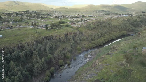 Semonkong village and Maletsunyane River seen from above