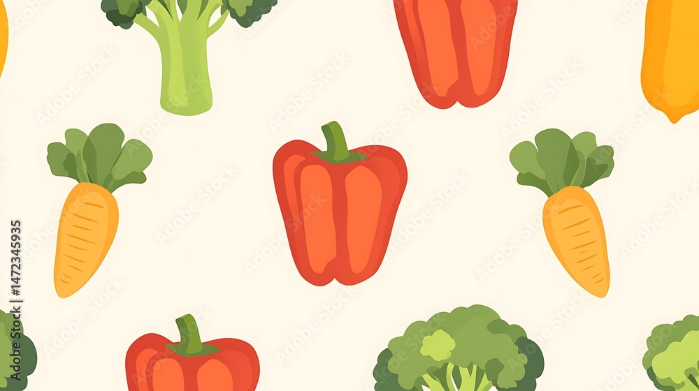 Fototapeta premium Colorful Veggie Seamless Pattern.