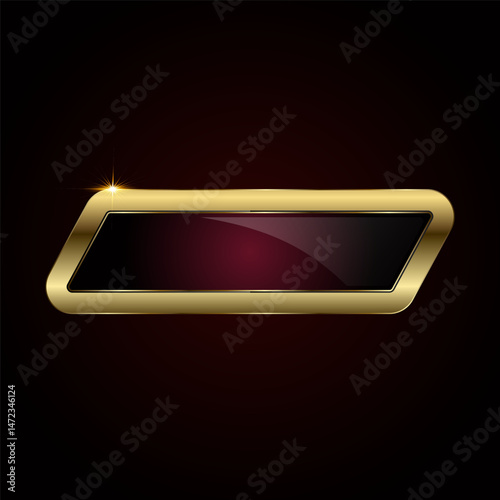 A horizontally stretched button with a golden beveled frame and a deep glossy center, radiating class and modernity.Luxury gold circle button, banner, web bar, vector design