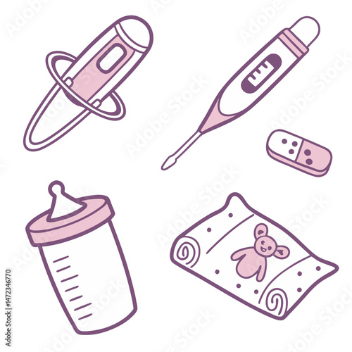 New born baby care vector sheet.