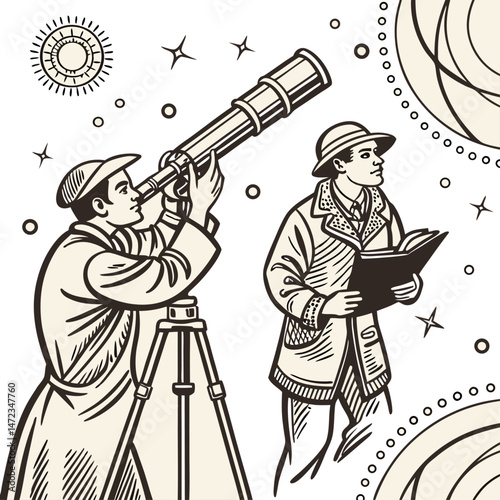 Telescope with illustration