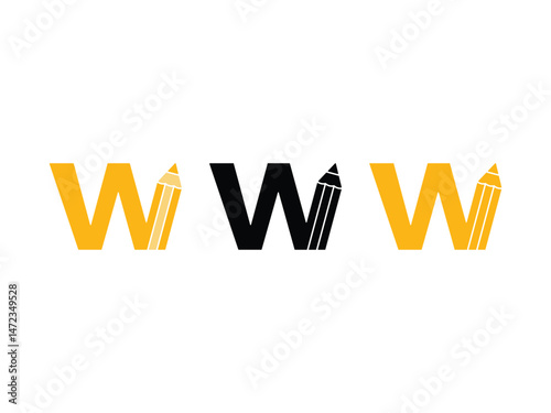 creative initial letter W pencil symbol icon design vector isolated transparent background