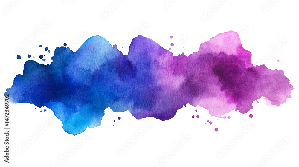 Obraz premium A set of dramatic and vibrant watercolor stains in blue and green hues, isolated on a transparent background