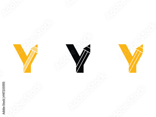 creative initial letter Y pencil symbol icon design vector isolated transparent background