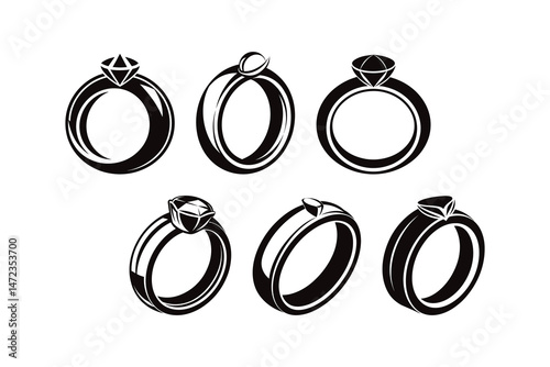 diamond ring silhouette vector