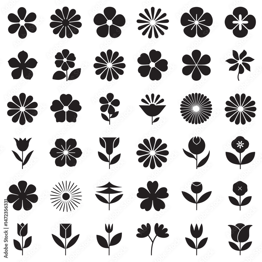 Flower Icon Set vector, Icon Flower Vector Flower Icon Set vector, Icon Flower Vector
