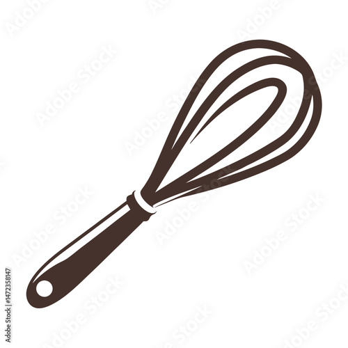 Minimalist Whisk Icon silhouette for Logo Design.