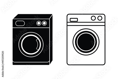 Set of washing machine vector art illustration