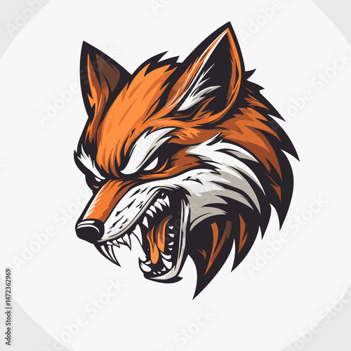 Bold vector design featuring a fierce fox head suitable for esports branding and team identity