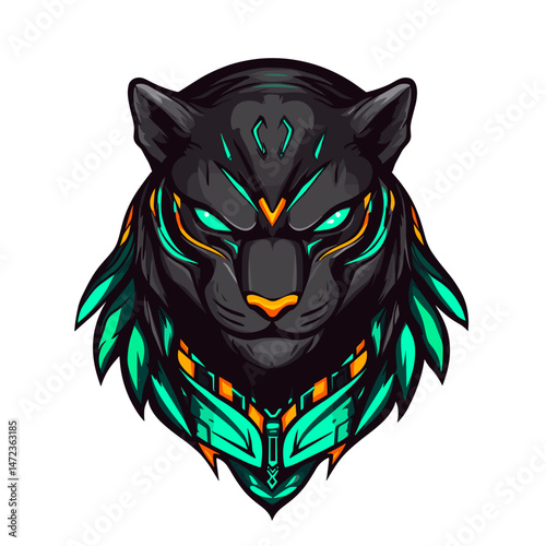 Dynamic black panther vector esports logo featuring bold colors and intricate designs for a fierce gaming aesthetic