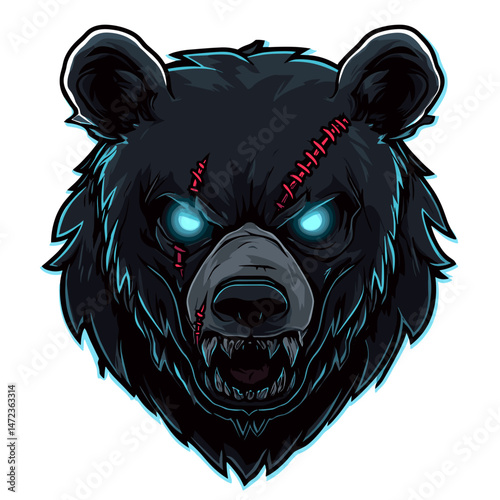 Dynamic esports logo featuring a fierce bear with glowing eyes and distinct scars for competitive gaming events
