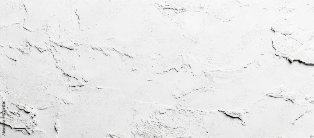 Obraz premium High-resolution image of a textured white wall surface, showing a rough, uneven plaster with cracks and crevices, ideal for design backgrounds. : Generative AI