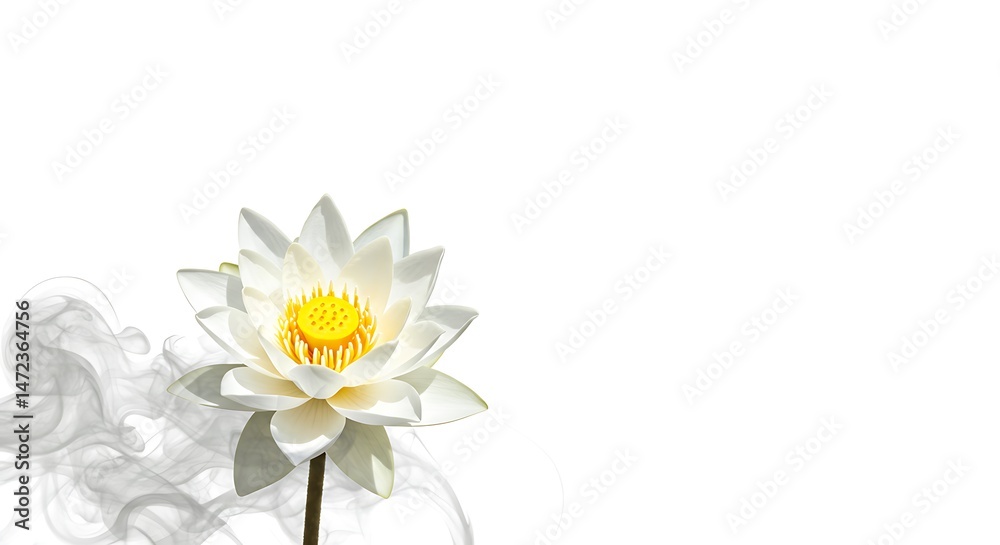 Fototapeta premium Serene White Lotus with Smoke