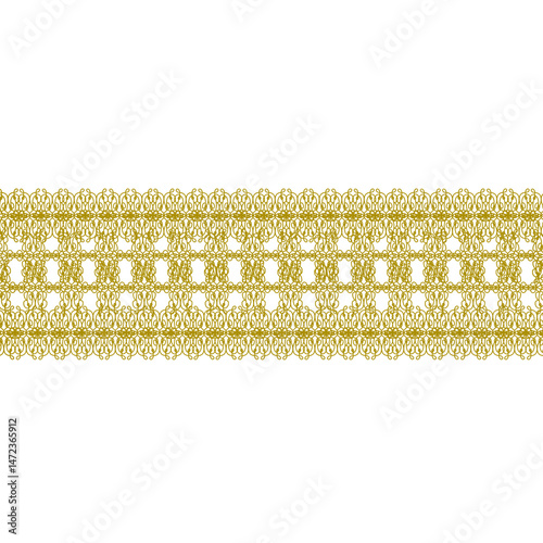 Yellow lace border,gold ornaments for certificate decoration, decorative line art