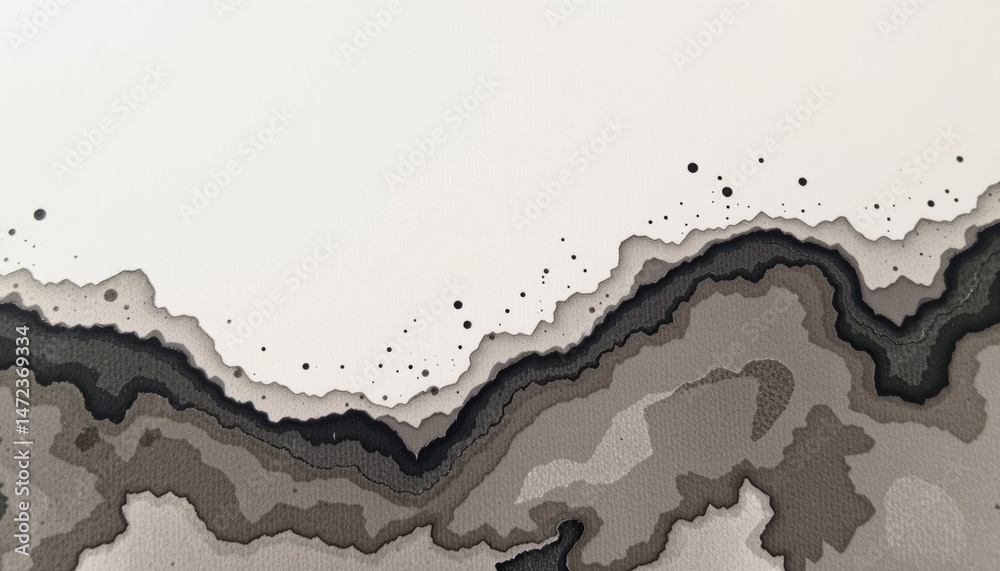 Obraz premium Abstract black and white textured landscape illustration